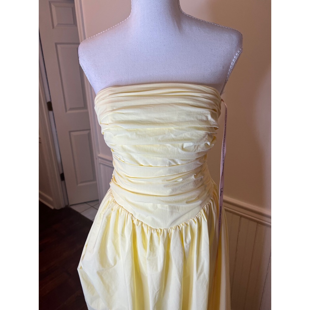 Lulu's Strapless Yellow Maxi Dress with High Slit - Picture 11 of 16